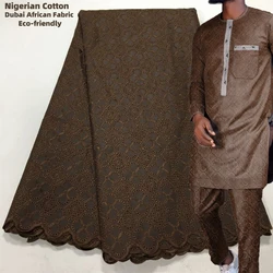 Tela nigeriana de encaje de algodón para hombre, tejido africano bordado de 5 yardas, vestido suizo de alta calidad, Dubai Original, A3808, 2024