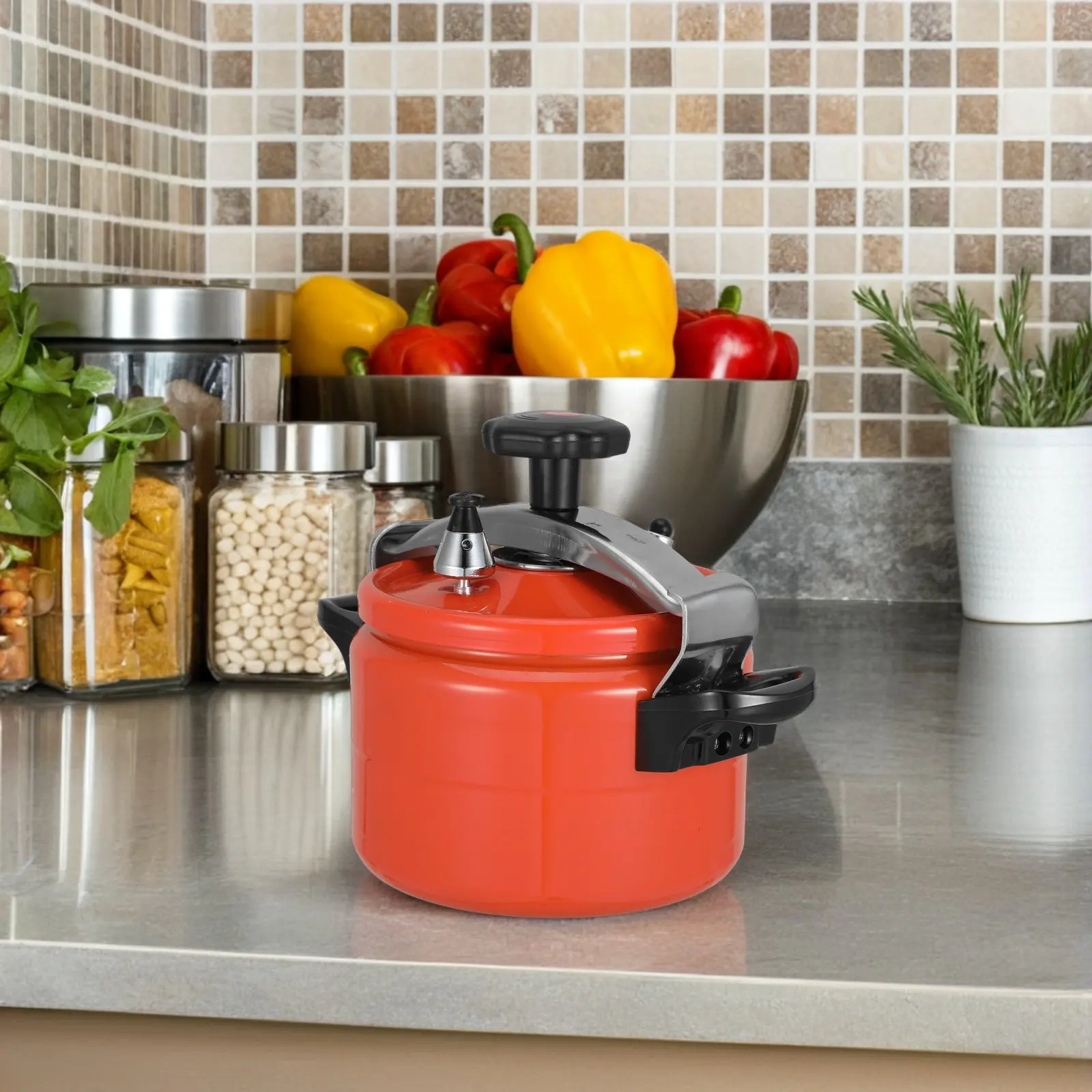3L Small Aluminum Pressure Cooker Pot High Heat Conduction Stovetop Pot for Gas Induction Electric Stove Soup Stew Mini Cooking