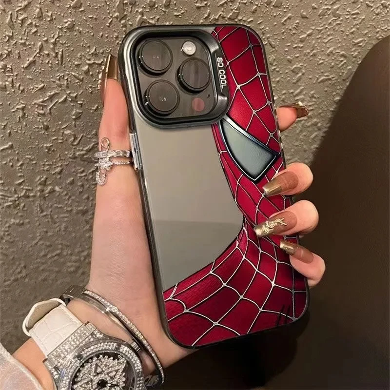 Marvel Spider Man Soft IMD Lens Circle Protection Case For iPhone 15 14 13 12 11 Pro Max X XR XS 7 8 Plus Shockproof Phone Cover