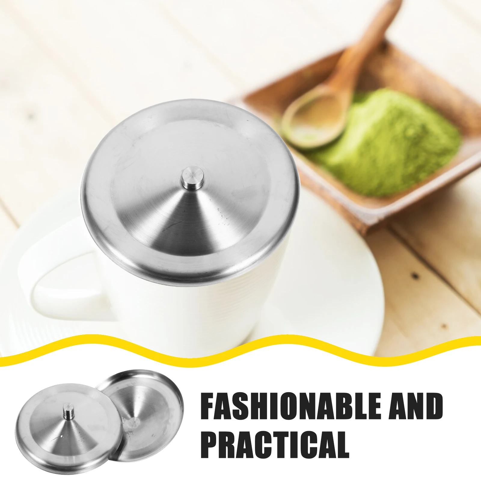 

2pcs 10Cm Stainless Steel Cup Lids Silicone Drink Cup Lids For Coffee Mug Jar Leak Proof Reusable Mug Cover Replacement Kitchen