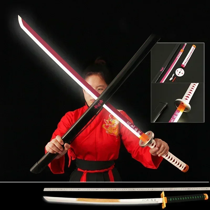 104cm Japanese Anime Katana Nichirin Blade Wooden Samurai Sword Charge Luminescence Anime Cosplay Weapon Model Gifts Toys Boys