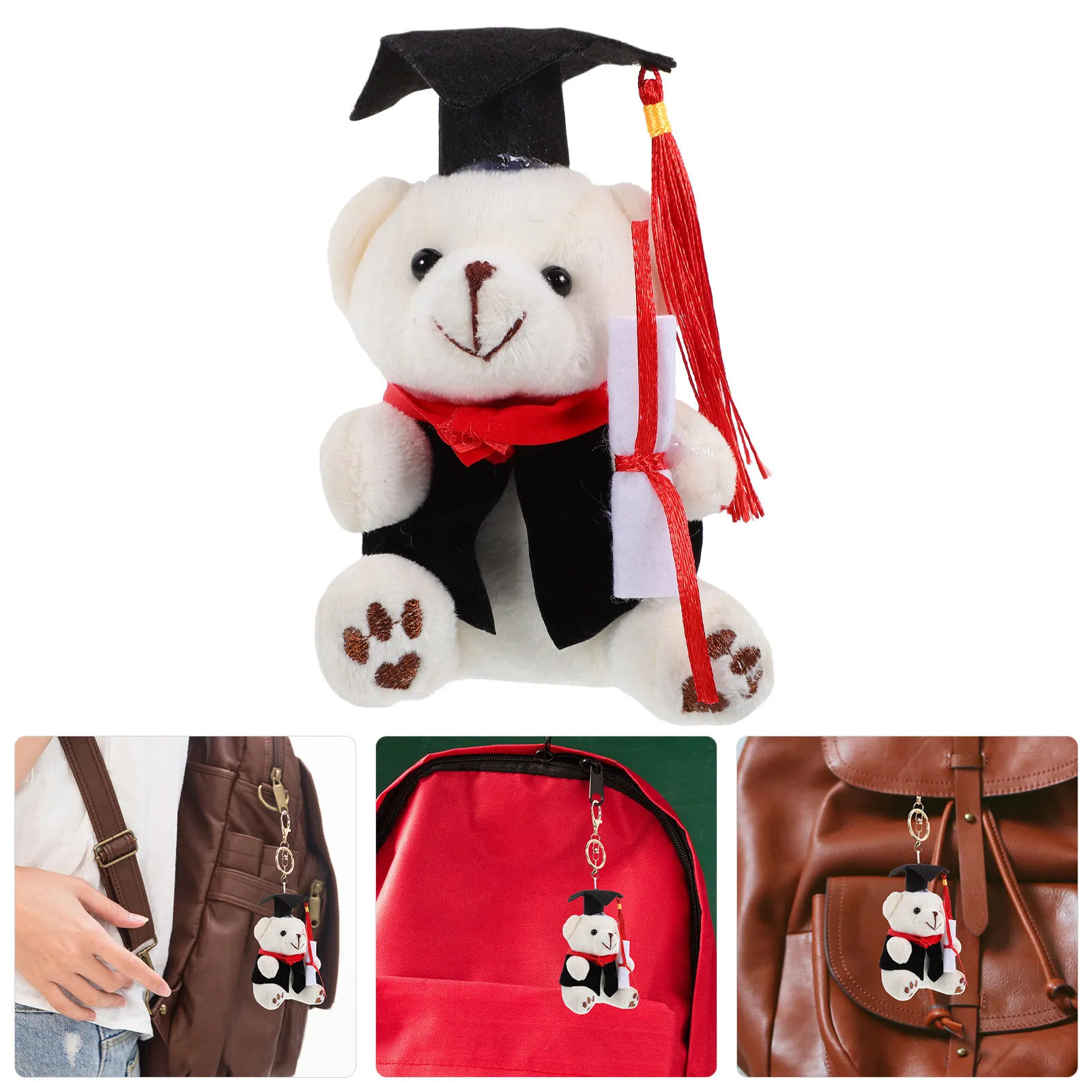 

Graduation Bear Keychain Compact Stuffed Bear Keyring Adorable Student Gift for Backpacks Purse Phone Case Luggage Bag Hanging