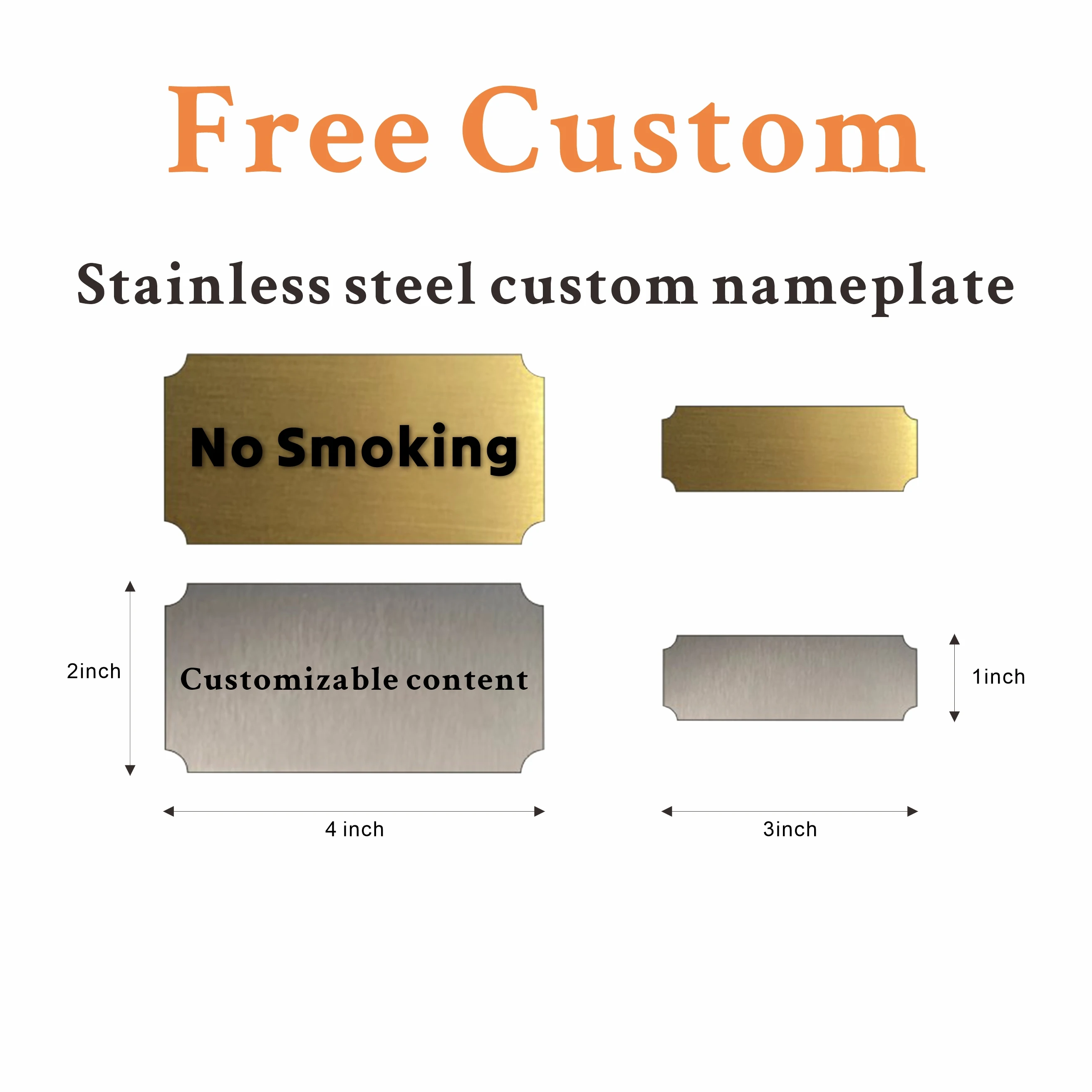 

4" W x 2" H, Personalized Custom Engraved Plaque Plastic Plate Picture Frame Name Label Art Tag for Frames with Adhesive Backing