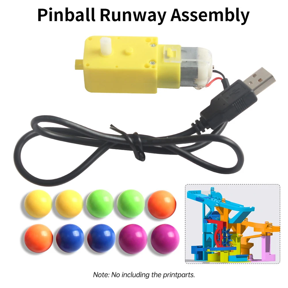 

pinball runaway kit marble track Marble Track Model 3D Print Parts Model Kit Comes with Marbles and Motor with USB Cable