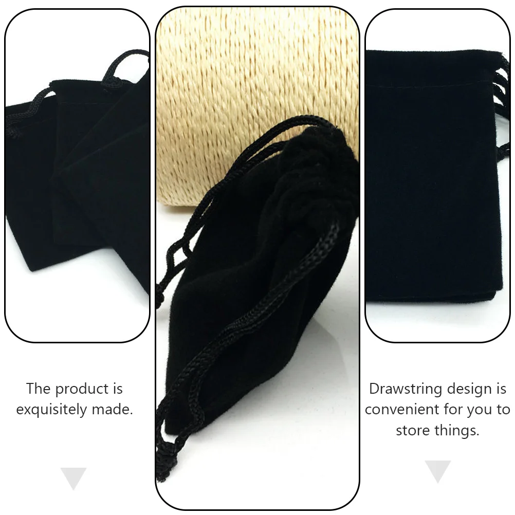 

50 Pcs Jewelry Bag Organizer Pouch Cloth Pouches Drawstring Storage Wedding Mini Bags for Black Jewellery