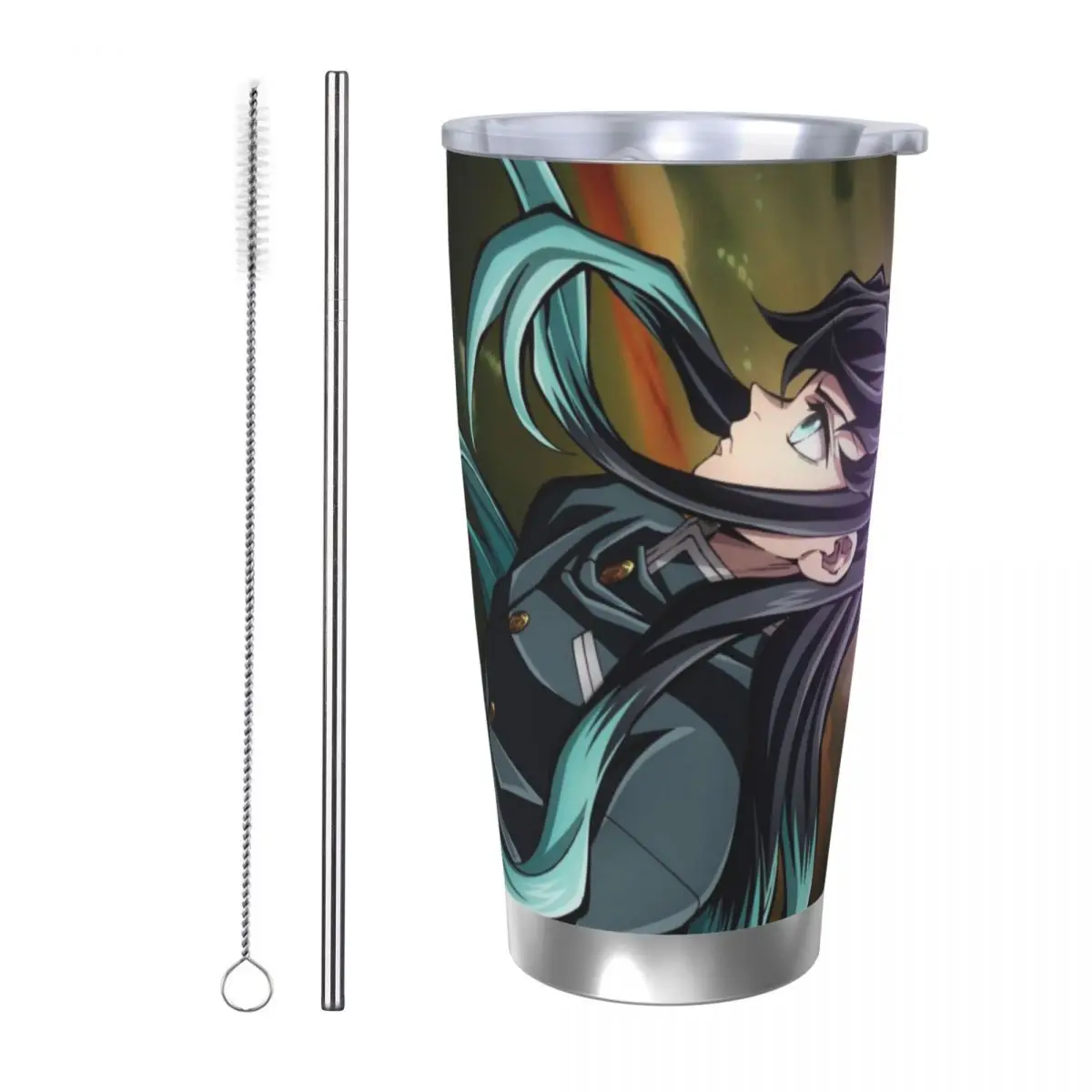 Muichiro Tokito Demon Slayer 20oz Stainless Steel Car Mug Straw Thermal Iced Travel Cup Vacuum Insulated Coffee Hot Cup