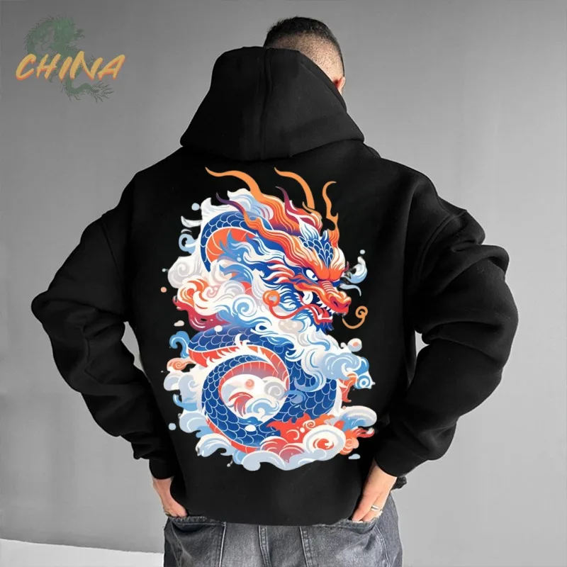 2025 كول الصينية لونغ مطبوعة HD الأمامي والخلفي جيوب مطبوعة سميكة عادية فضفاض الخريف الشتاء المنزل 2yk هوديي #4