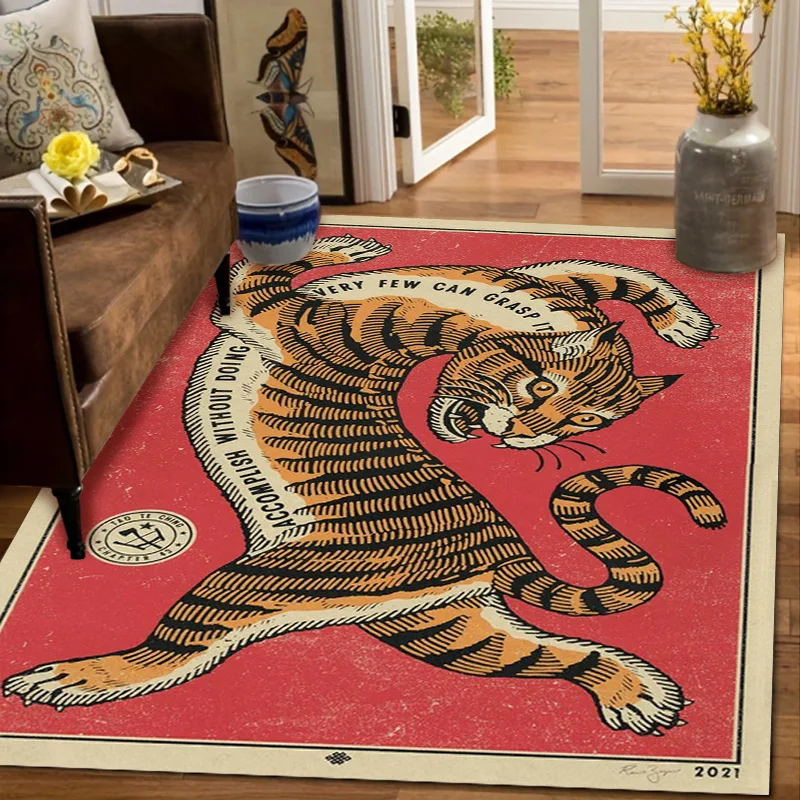 American Retro Animal Carpet for Living Room Easy Clean Soft High-end and Classy Bedroom Rug Non-slip Lint-free Luxury Floor Mat