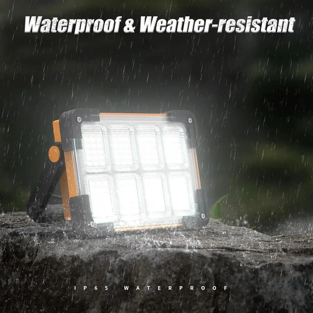 144LED 10000LM Rechargeable Solar Flood Light Outdoor Portable LED Reflector Spotlight Projector Floodlight Construction Lamp