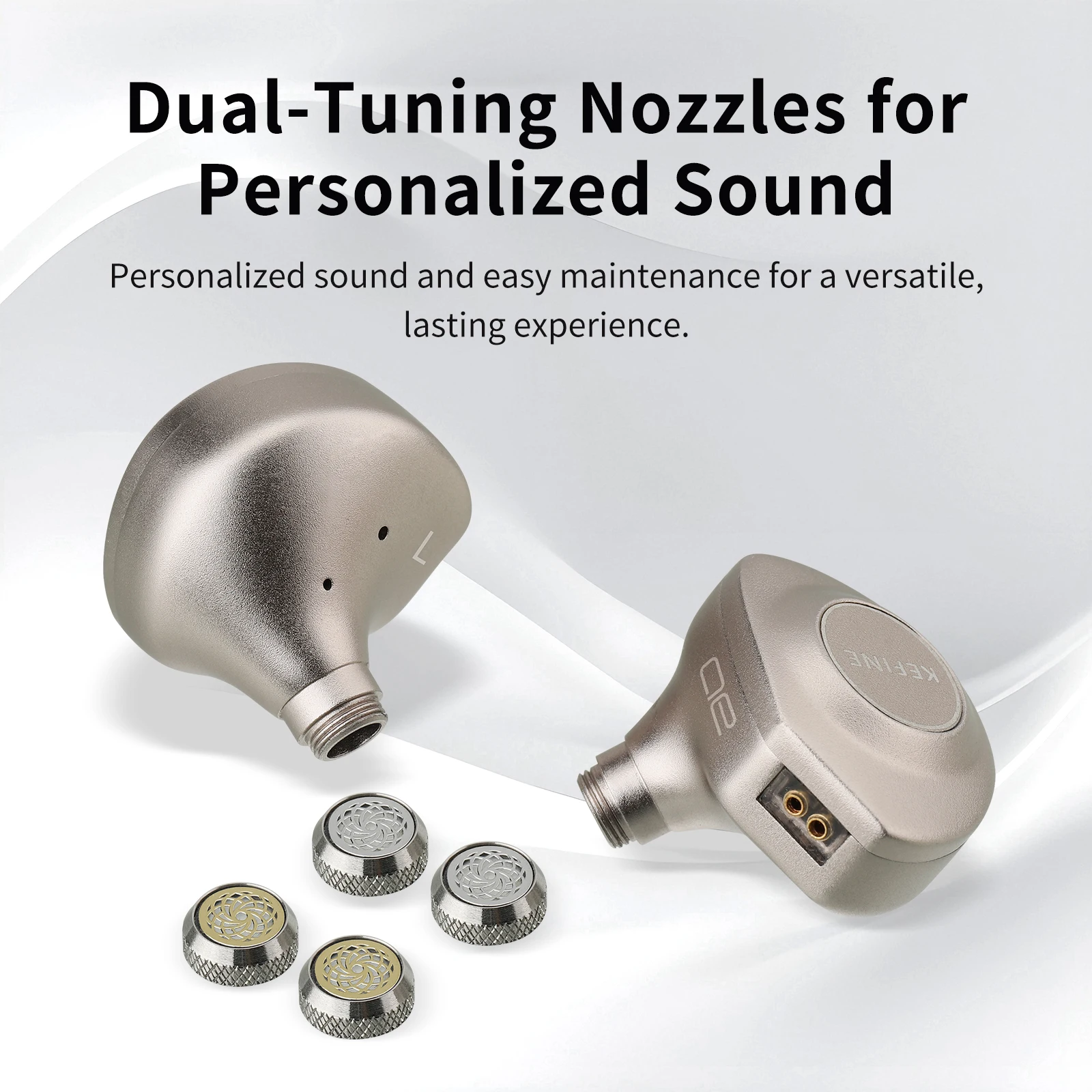 Kefine Delci AE Hi-Fi IEMs, 10mm przetwornik dynamiczny DLC+PU z wymiennymi końcówkami dousznymi, odłączany posrebrzany kabel — zdjęcie produktu 4
