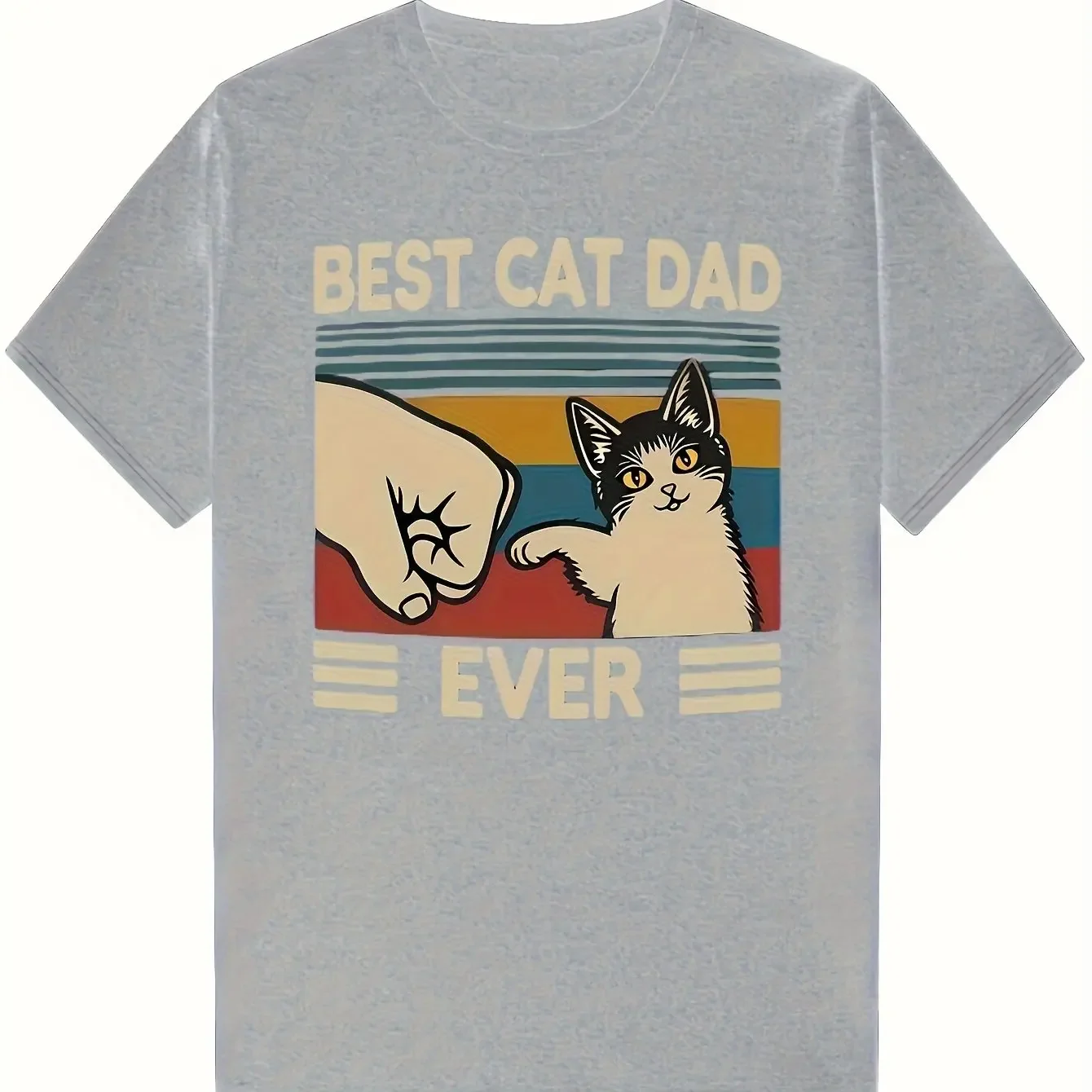 Camiseta gráfica para hombre con texto en inglés: «Best Cat Dad» - Divertida camiseta de manga corta para el verano - Un gran regalo para los amantes de los gatos