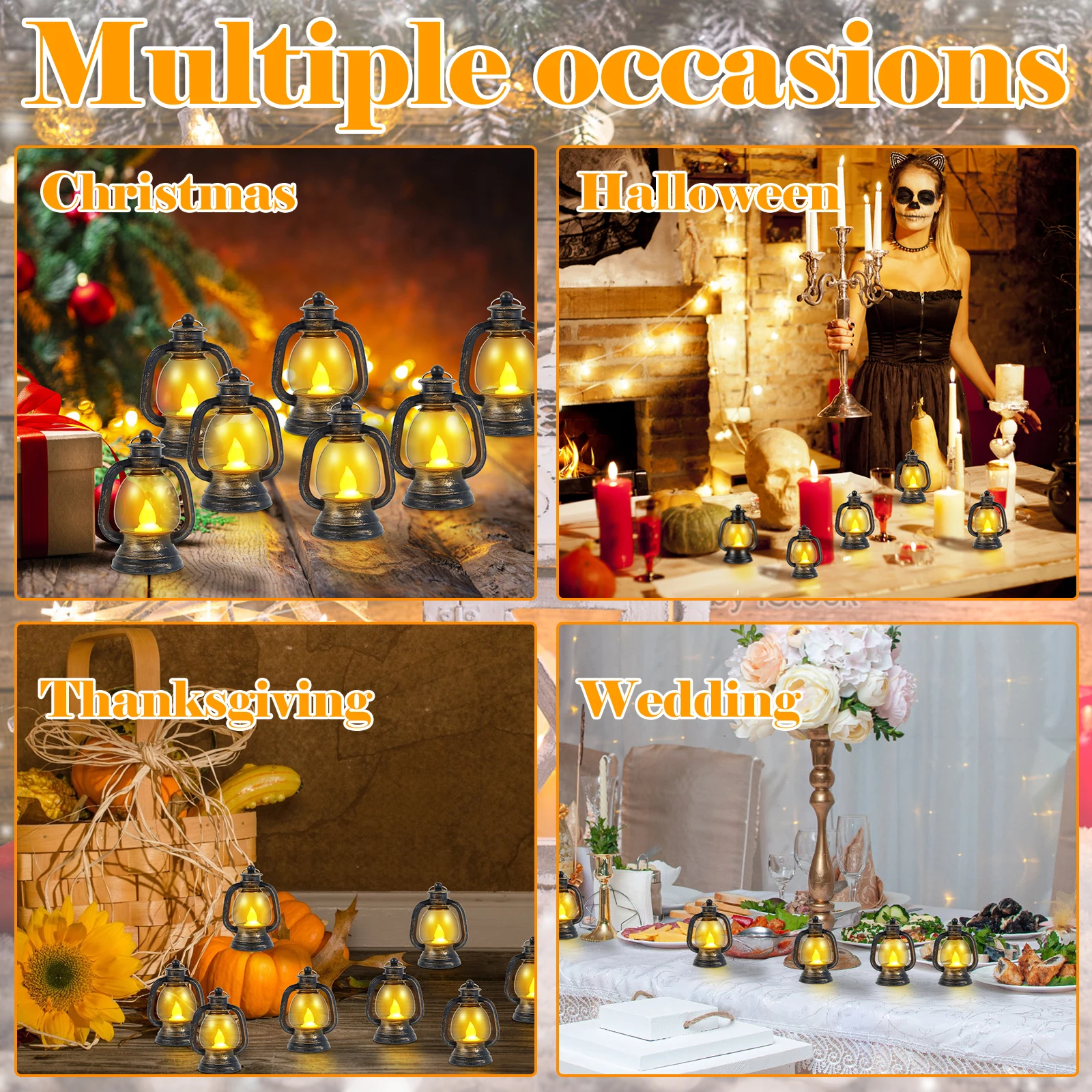 12 mini luci a candela a LED luci a candela in stile retrò luci a candela per atmosfera festiva per feste adatte per le vacanze in campeggio all'aperto