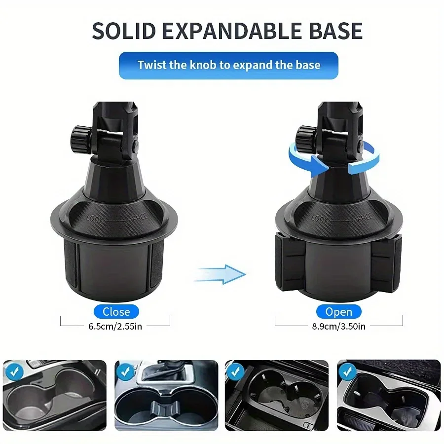 Car Cup Holder Tablet & Phone Mount with Heavy Duty Base - Adjustable Holder for Tablets 4-13in & All Cellphones image 4