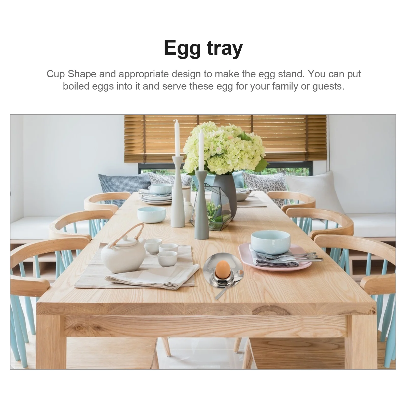 

1Set Household Egg Tray Stainless Steel Boiled Egg Cup Strong Base Design Heat Resistant Storage Container for Kitchen