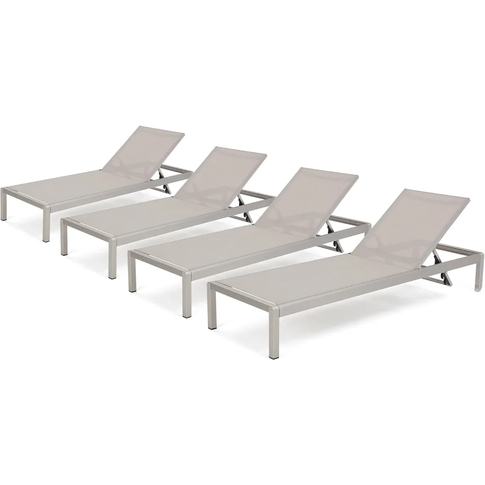 

Cape Coral Outdoor Mesh Chaise Lounges, 4-Pcs Set, Grey