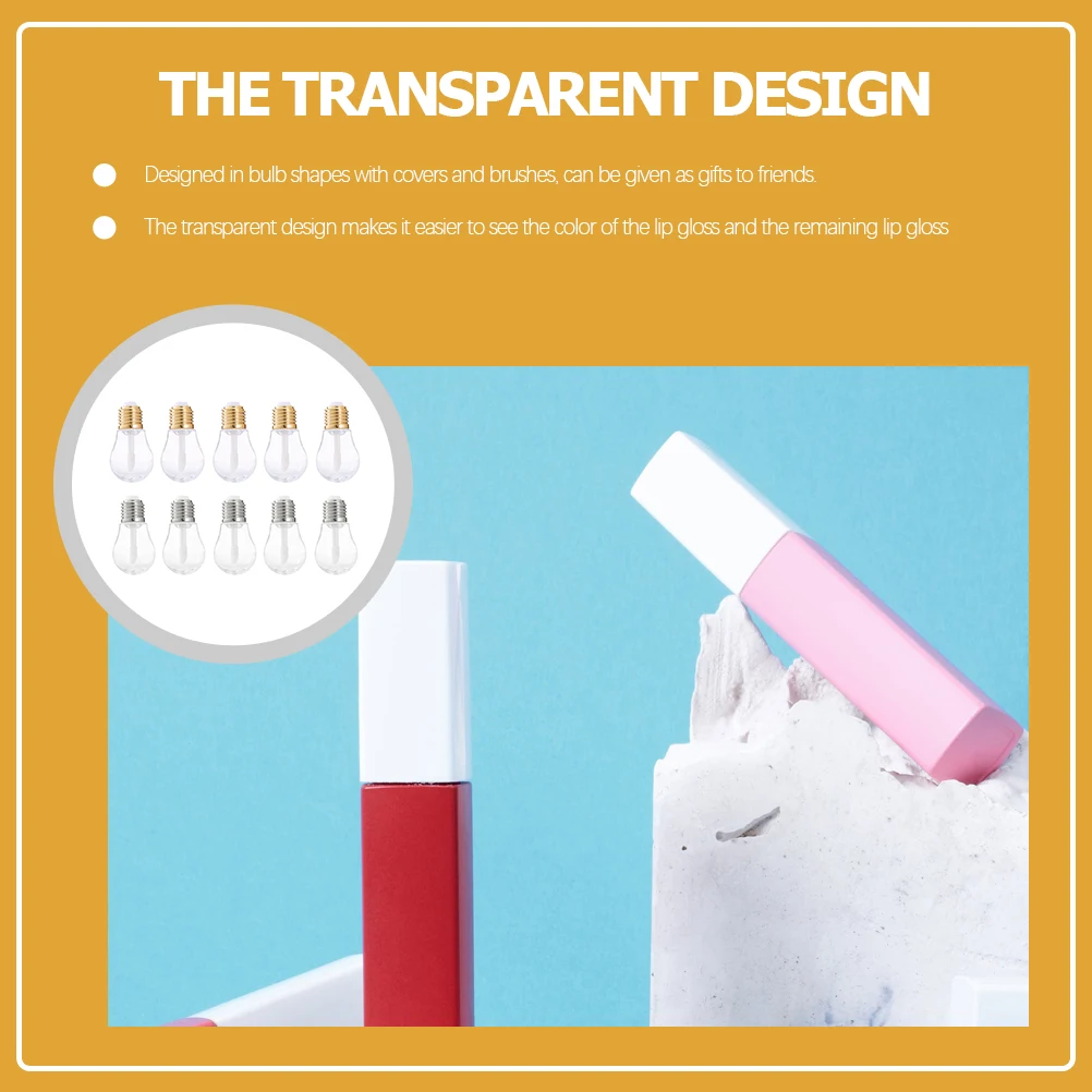 

10pcs Lip Gloss Tubes Clear ABS Material Reusable Travel Size Empty Bottles For Lip Balm Gloss Cosmetics
