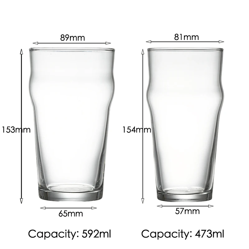 570ml Beer Glasses Set of 4 (FOUR) 1.2 Pint Glass Capacity in a Traditional Pub Drinking Glasses Design. Oversized Beer Glasses