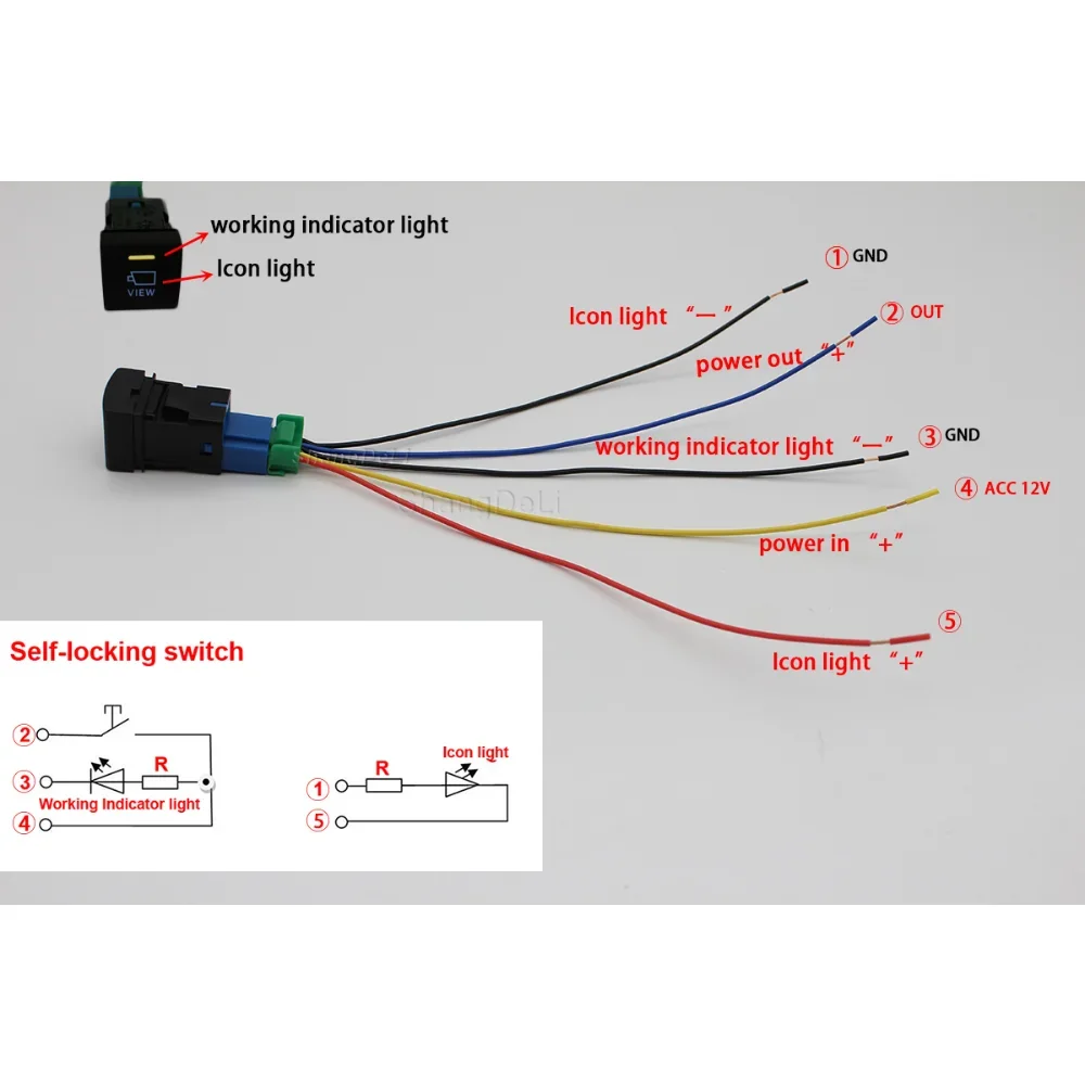 LED światła samochodu bariera brama drzwi przełącznik wciskany z drutu dla Toyota Camry Altis Hilux LC300 2018 Rav4 Prado 150 2020