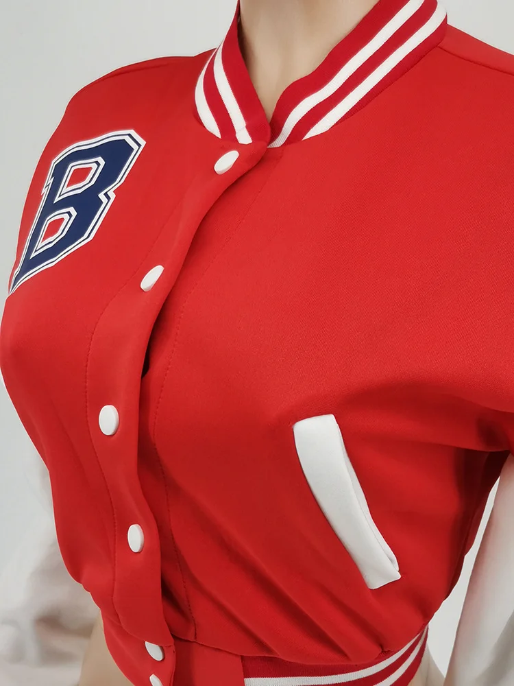 Autumn And Winter Sweatshirt New Letter Print Fashion Casual Short Jacket Baseball Women Jacket Classic Patchwork