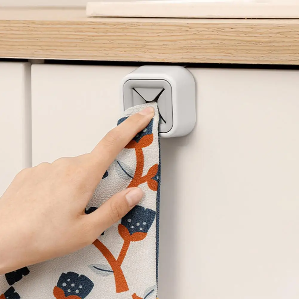 

Cabinet Door Hanging Towel Hook Heavy Duty Kitchen Rag Dish Towel Hanger No Drill Bathroom Push Hand Towel Holder 수건 홀더