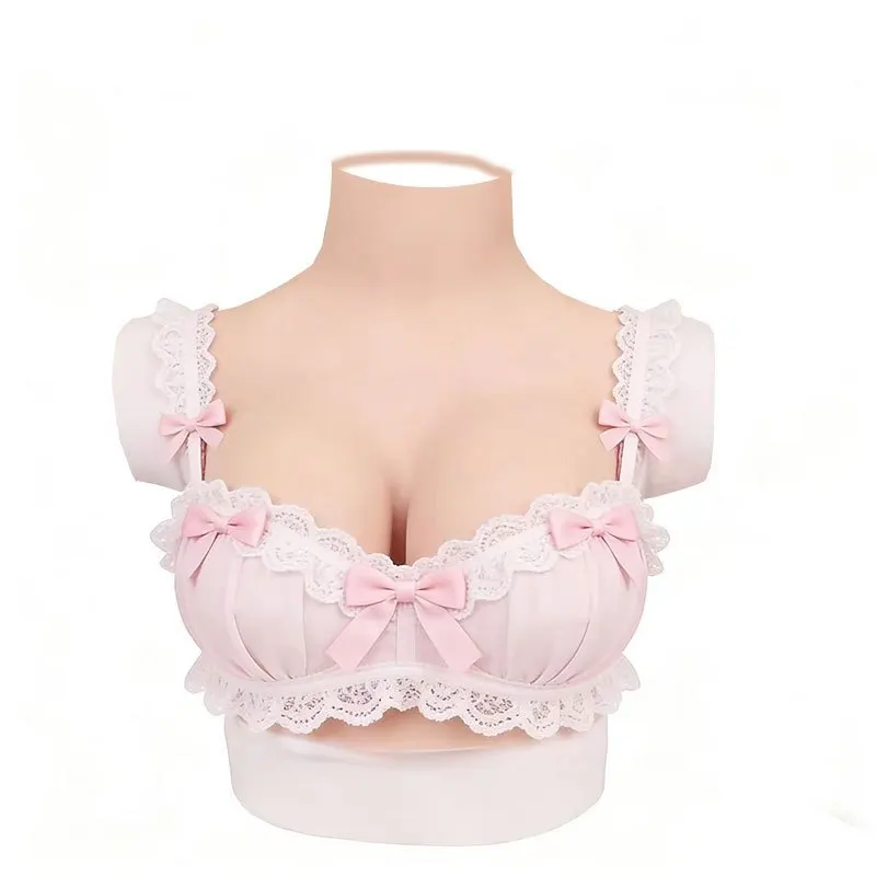 Silicone Chest Plate/Breast Cup - High Neck Accessory for Drag Queens, Surgery & TV/Film Costume Props - Machine-Washable Top