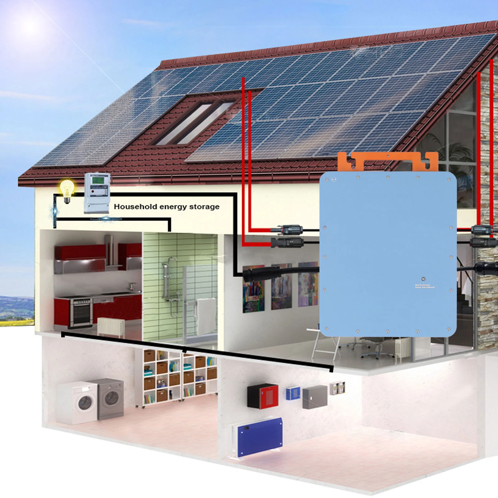 الشمسية شبكة التعادل العاكس الشمسية شبكة التعادل العاكس 2000 واط مرحلة واحدة العاكس عدة واي فاي تطبيق جوال التحكم IP66 المياه برهان