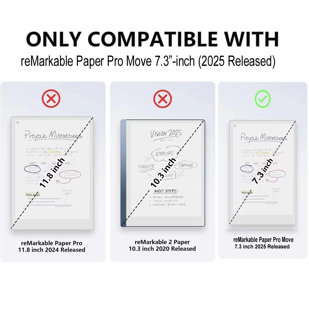 Case for ReMarkable Paper Pro Move 7.3' 2025 Magnetic Attach Slim Book Folio Protective Cover with Pen Clasp Auto Sleep/Wake