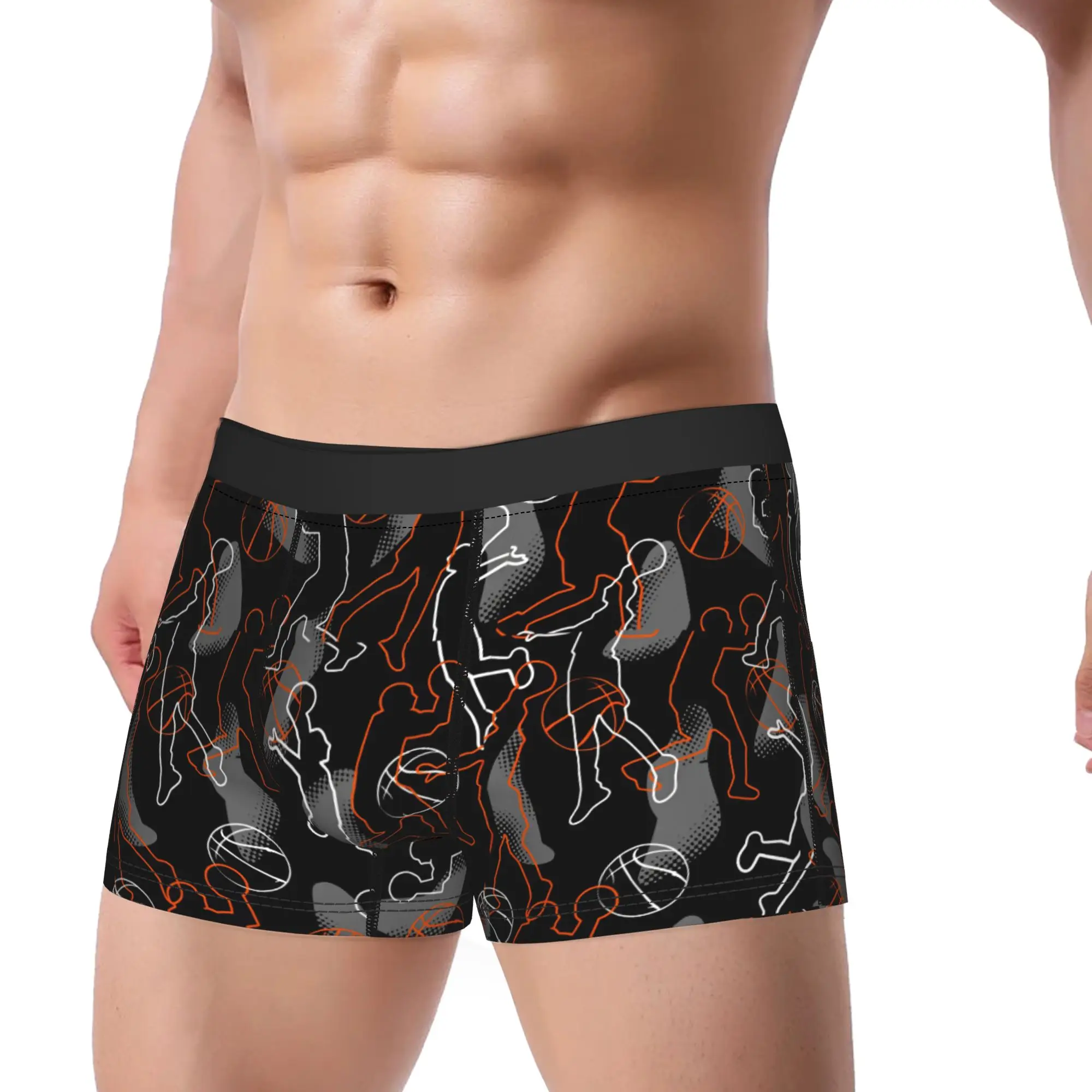 Outline Basketball Player Silhouette Seamless Pattern Trunk  Pouch Underwear Hot Sale Shorts Briefs Comfortable Men Underpants