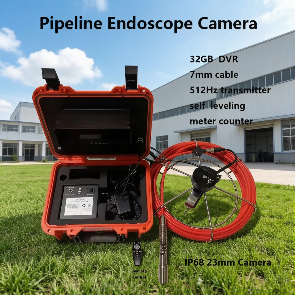 

Промышленная эндоскопическая камера для инспекции труб и канализации, 7 мм, 7 дюймов, 512 Гц, самовыравнивающийся счетчик метража, IP68, 23 мм, с DVR