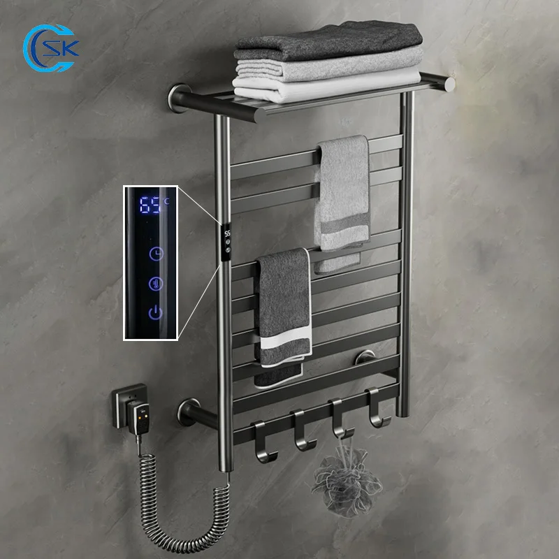 

Smart Towel Dryer.Wall Mounted Electric Heated Towel Rail.Temperature Control Bath Towel Radiator.Timing Electric Towel Rack.