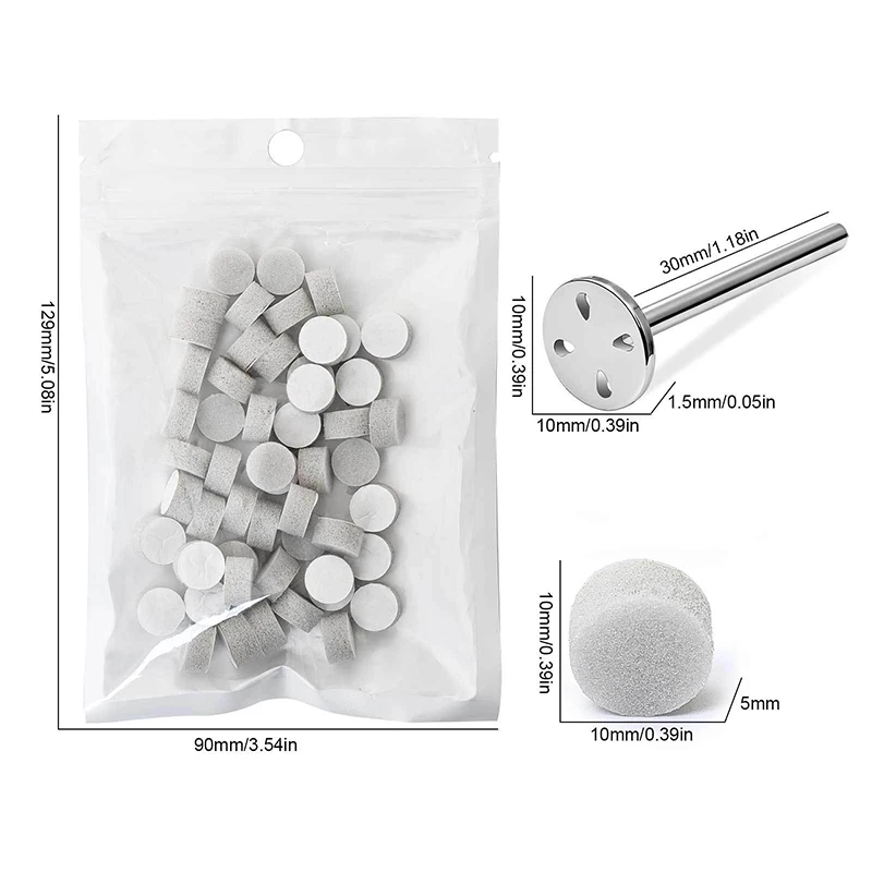 Tampons de polissage éponge auto-adhésifs remplaçables, 50 pièces, 10 Mm, disque en acier inoxydable pour accessoires de polissage de pédicure