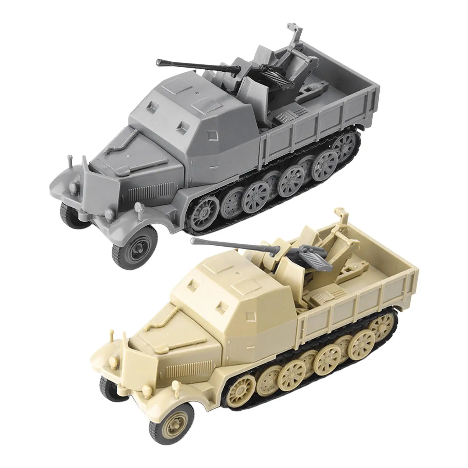 1/72 World War II Half Track Armored Vehicle Model Toy 4D Assembly DIY Model