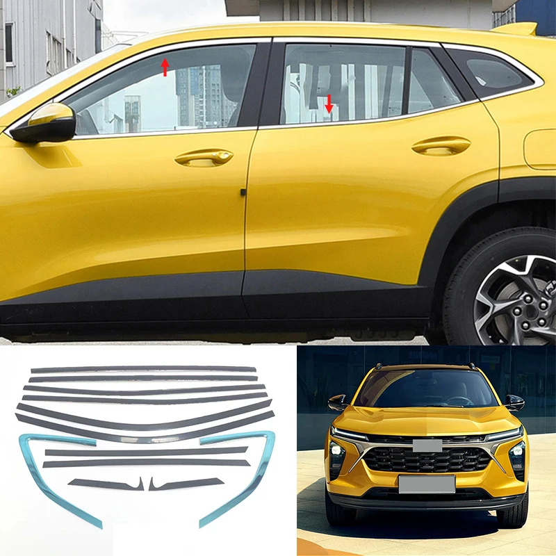 

For Chevrolet Trax Seeker 2023 2024 Stainless steel Chrome Exterior Window BC Pillar Molding Strip Sill side Cover Trim