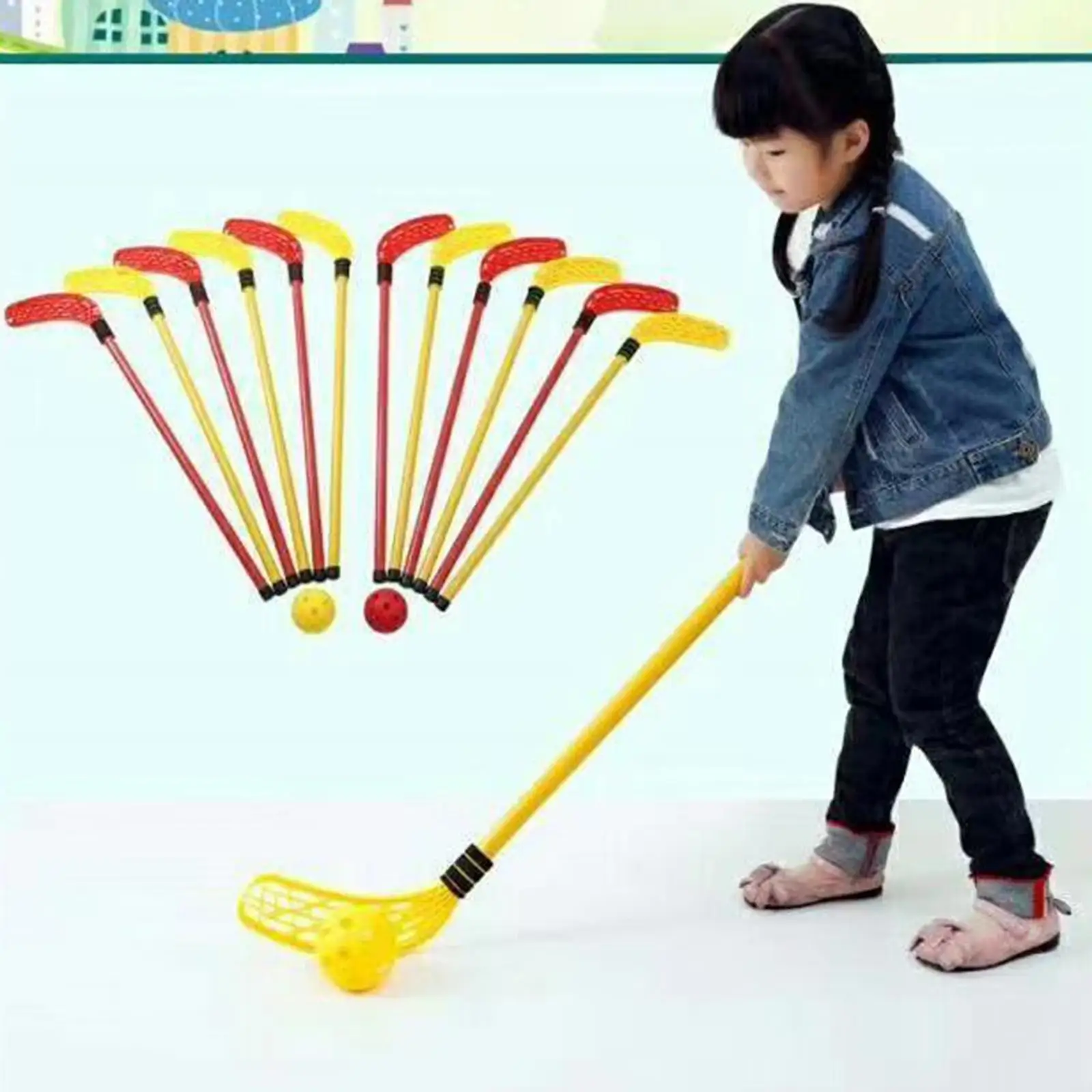 Children Floorball Stick Hockey Toy PVC Beginner Outdoor Game Stick for Fitness Early Education Birthday Gift