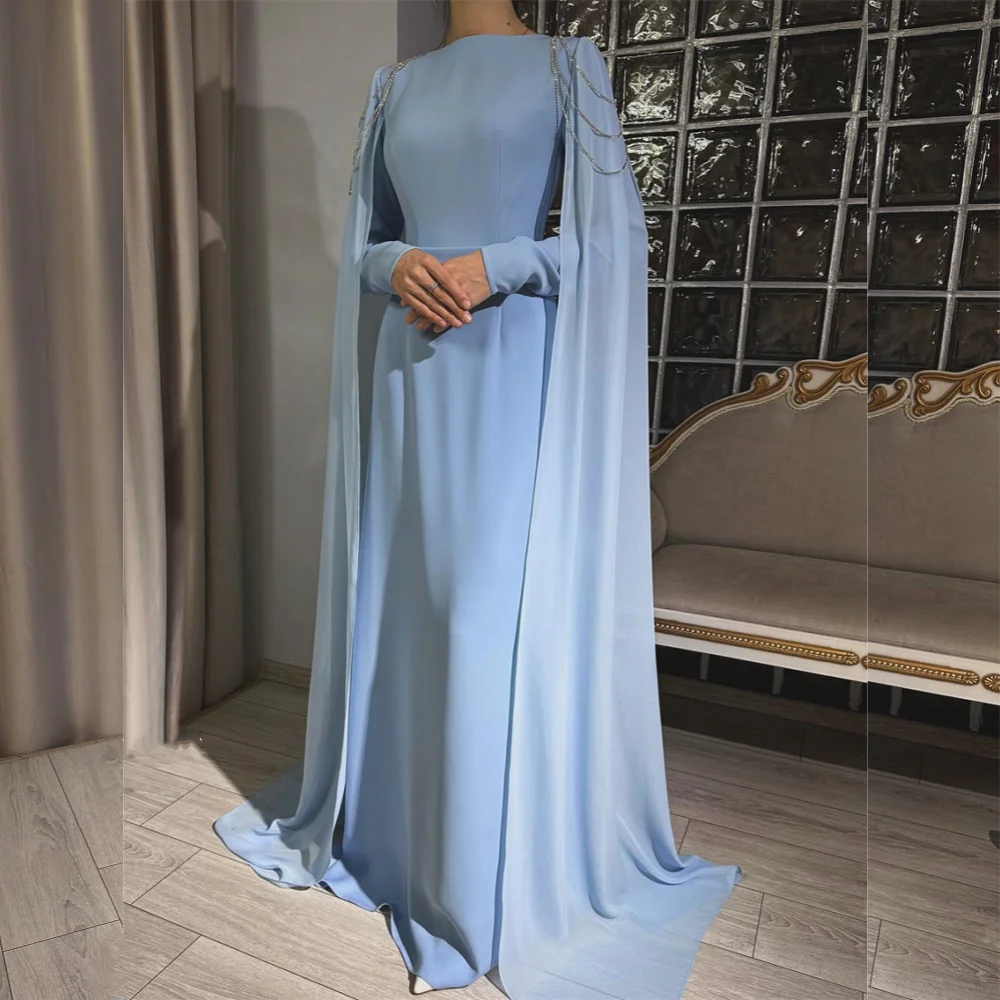 Robe trapèze en mousseline de soie perlée, robes longues, zone drapée, col bateau, sur mesure, occasion