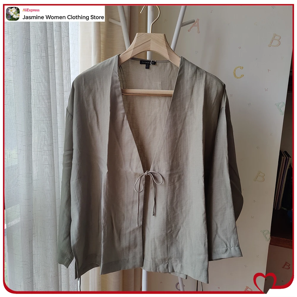 Comfy Olive Blouse with Ties L - Sewing V 评论和价格