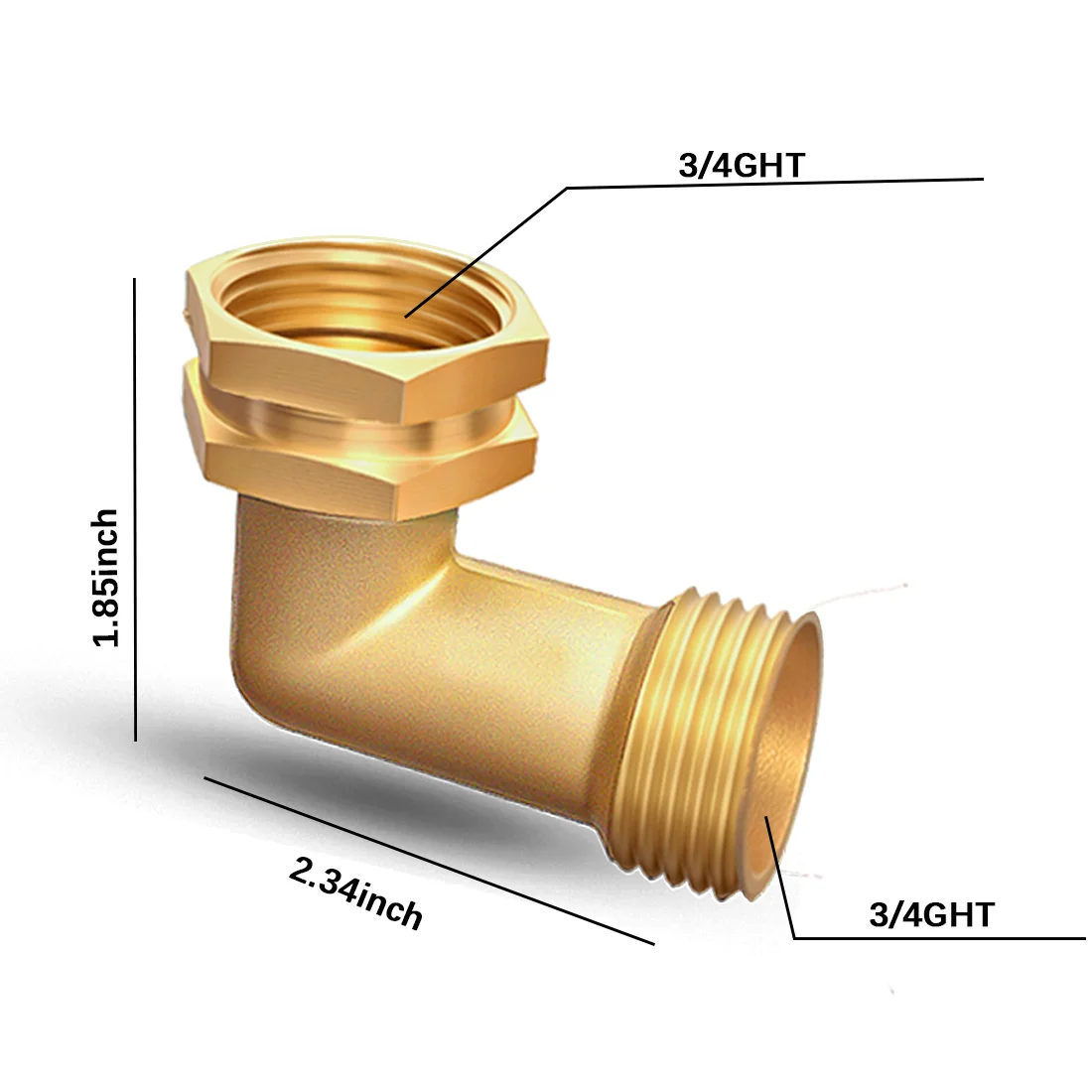 Garden Hose Elbow Connector 90 Degree Brass Hose Elbow Fitting Quick Swivel Connect Adapter Thread Size 3/4
