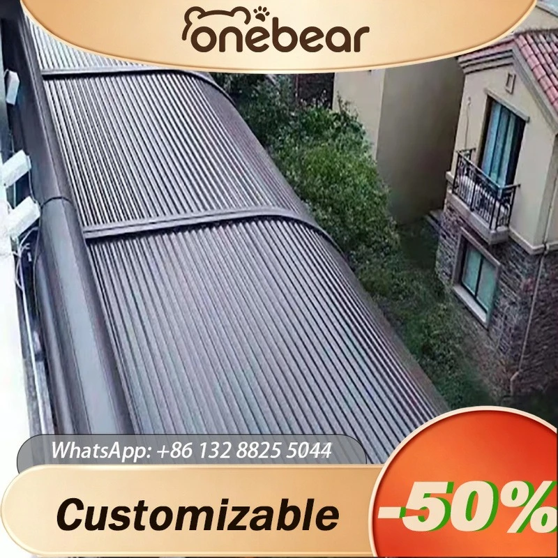 Any Size Custom Aluminum Motorized Retractable Sunshade Awning Heat Insulation UV Protection For Outdoor Sunroom Glass Roof