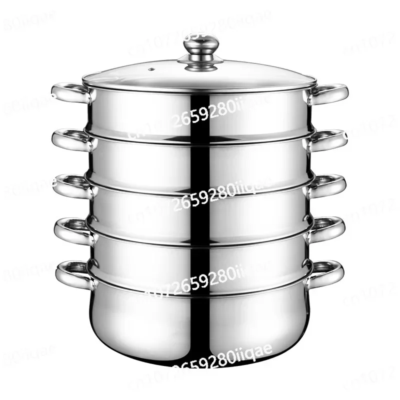 Multifunctional 28cm Stainless Steel Steamer Household Soup Pot 2/3/4/5 Layer Kitchen Cookware Steamer