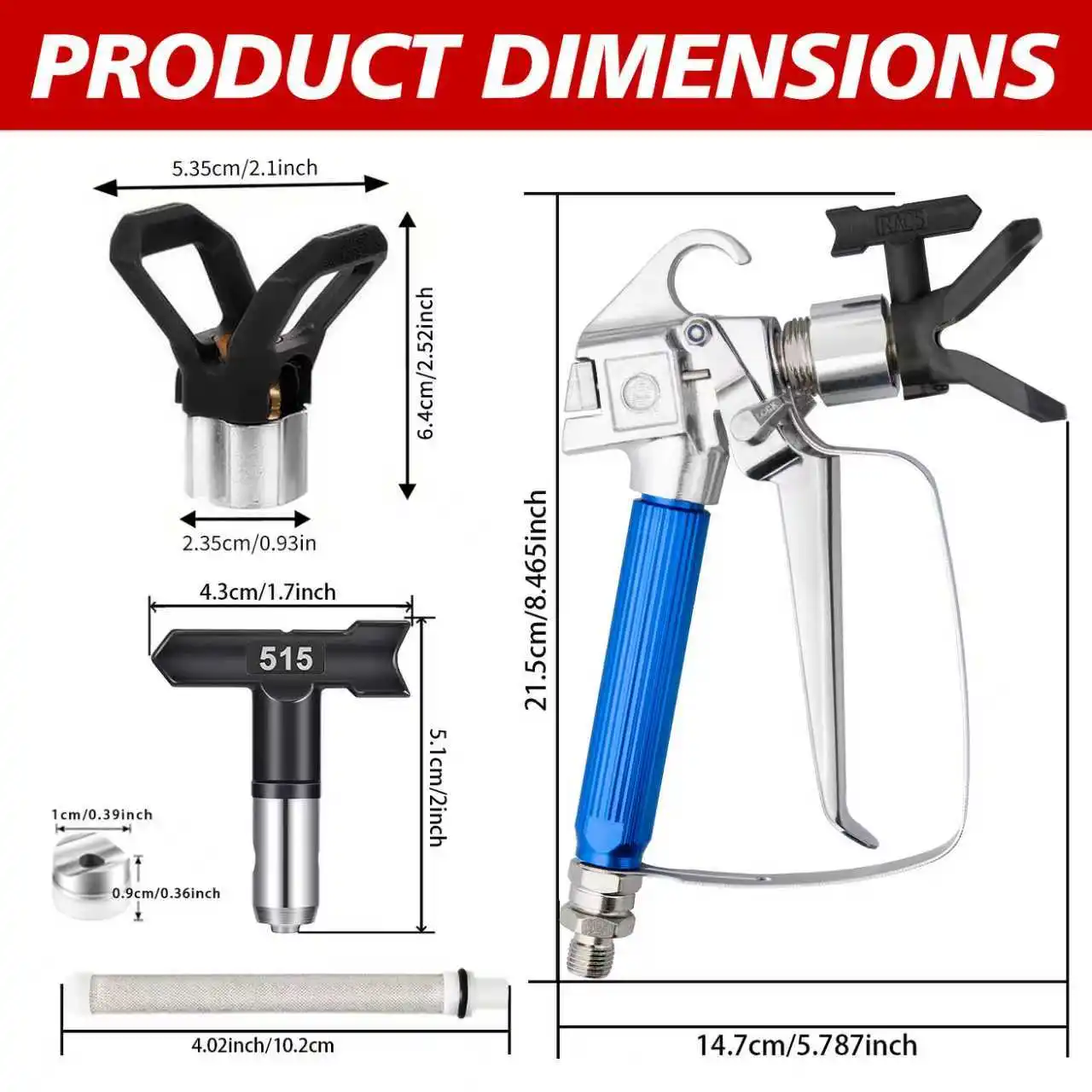 Complete Airless Paint Spray Gun Kit with Extension Poles, Hose, Reversible Tips, Swivel & Accessories for Wall Painting