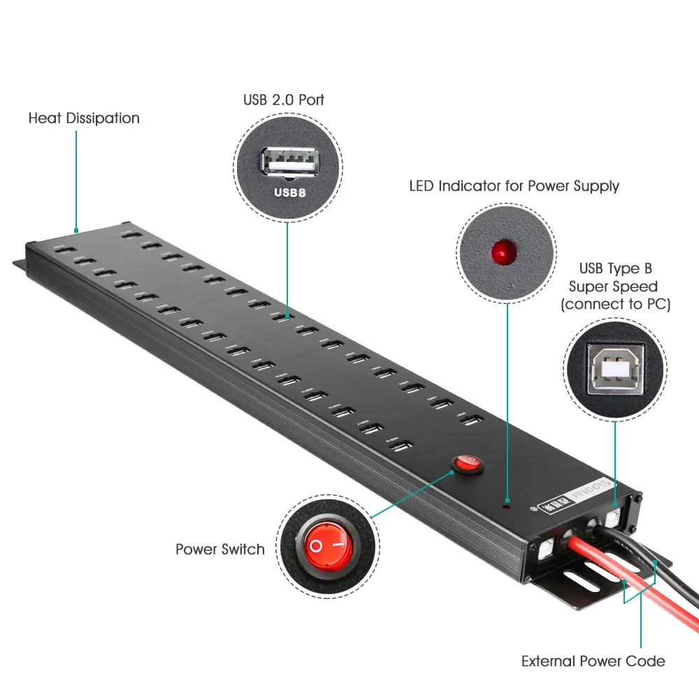 Sipolar A-812 30 Port Usb Hub Industrial 300W Docking Station Multi Port Usb ChargerHot Sales