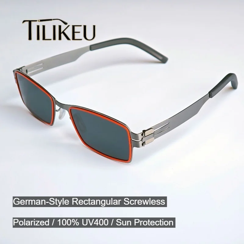 New Men's German Screwless Sunglasses Modish Vintage Square Eyewear Women Luxury Designer Driving Polarized Sun glasses UV400