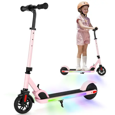 Scooter électrique pour enfants âgés de 6 à 12 ans, moteur 150W, lumière colorée, hauteur et vitesse réglables, affichage LED, scooter électrique pliant pour enfants
