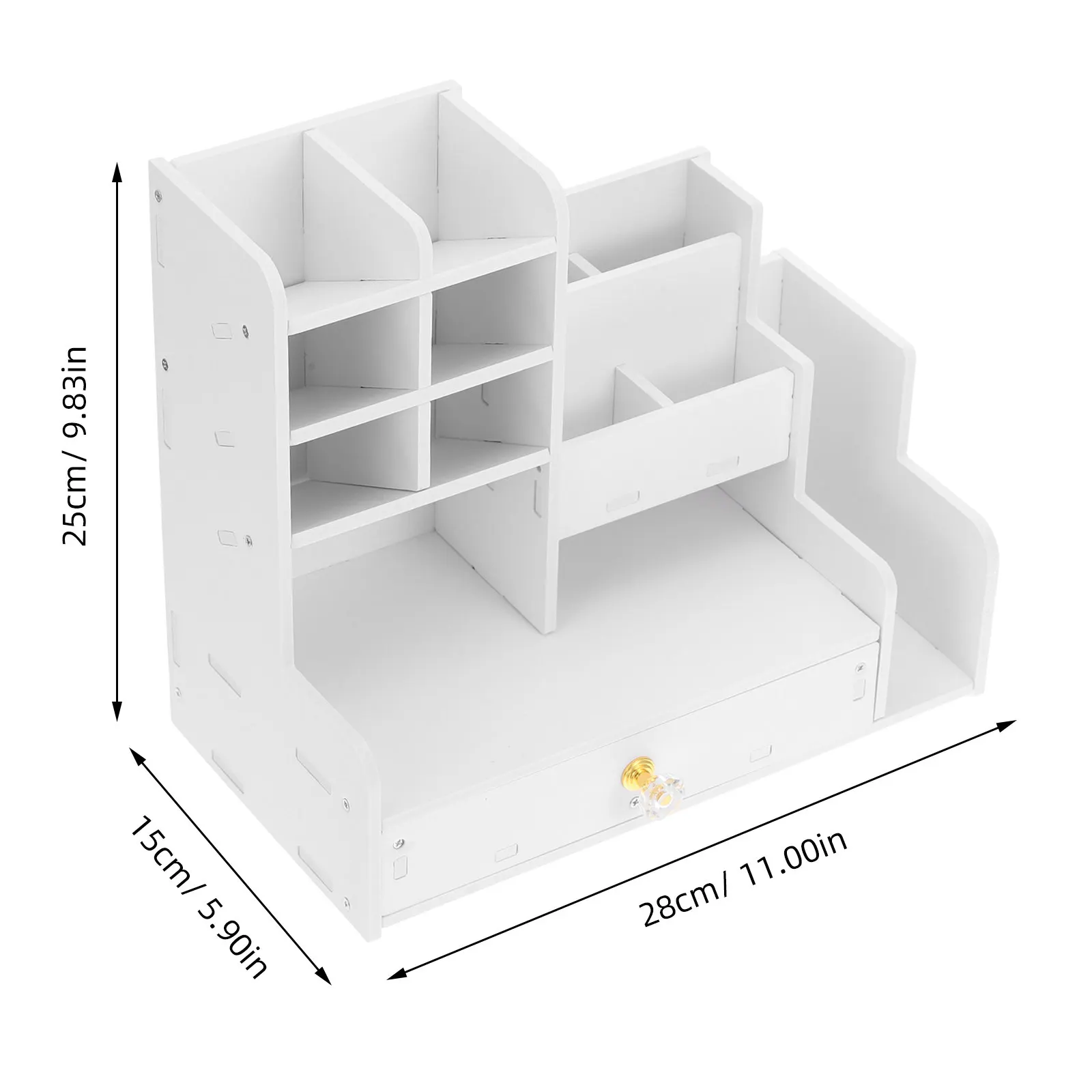 Easy Assemble Desktop Pen Holder Slanted Design Large Capacity Wood Plastic Composite Stationery Storage Rack for Office School