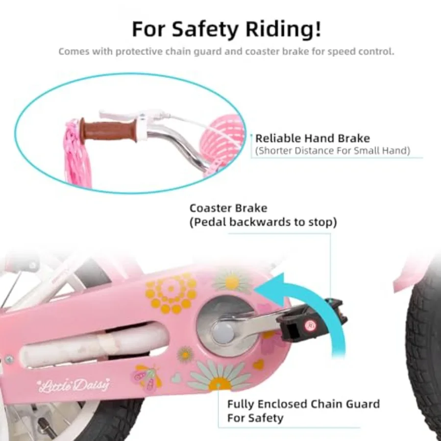 Versatile 12 14 16 Inch Bike for Boys and Girls Ages 2-7 Years with Doll Bike Seat and Streamers for Girls Flag and Number Plat