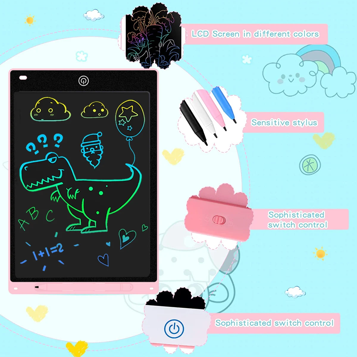 LCD Writing Tablet Doodle Board,8.5/12 inch Colorful Drawing Pad,Electronic Drawing Tablet, Travel Gifts for Children's Toys