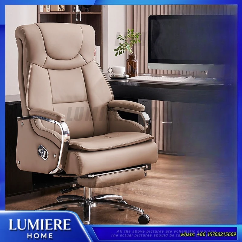 Executive Office Chair Ergonomic Leather Computer Chair with Massage Lumbar Support Reclining Function Adjustable Height for