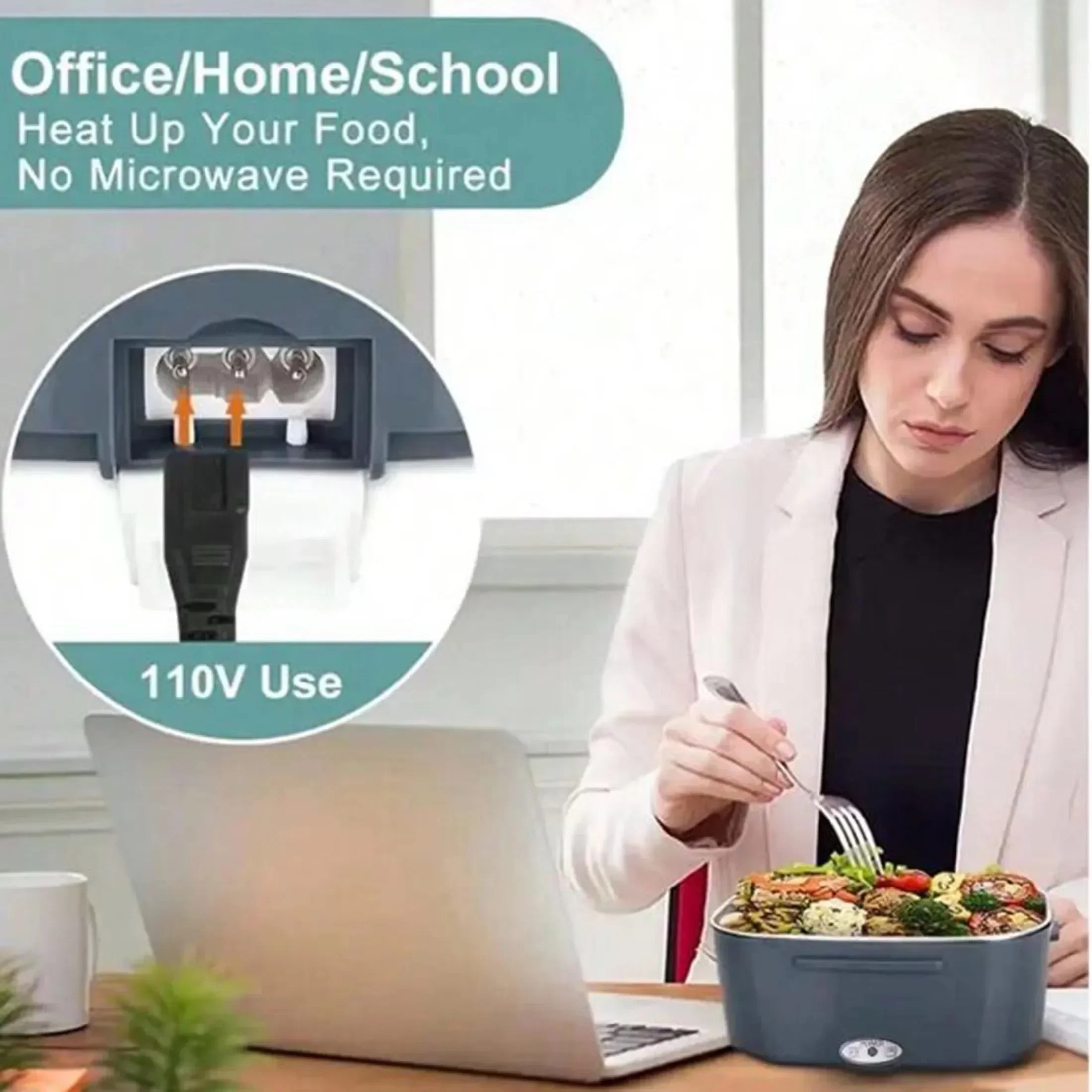 

PortableHeatingLunchBox,OfficeLunchContainer,InsulatedandScaldProof,Automatic HeatingPowerFastHeatingVoltagewithCarAdapter Plug