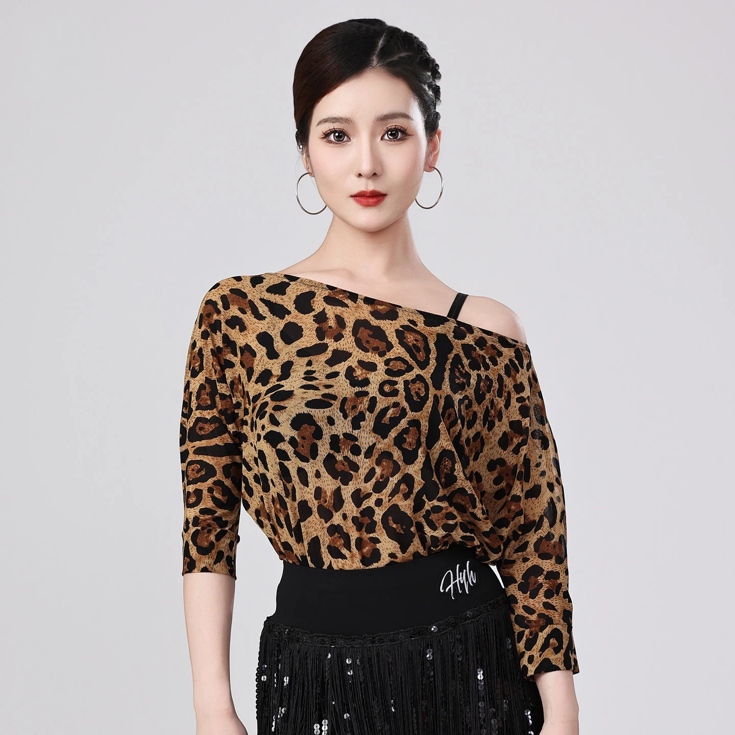 Top do tańca latynoamerykańskiego z ukośnym ramieniem dla dorosłych, body do samby, topy do tańca nowoczesnego dla kobiet, strój do tańca scenicznego XS10036