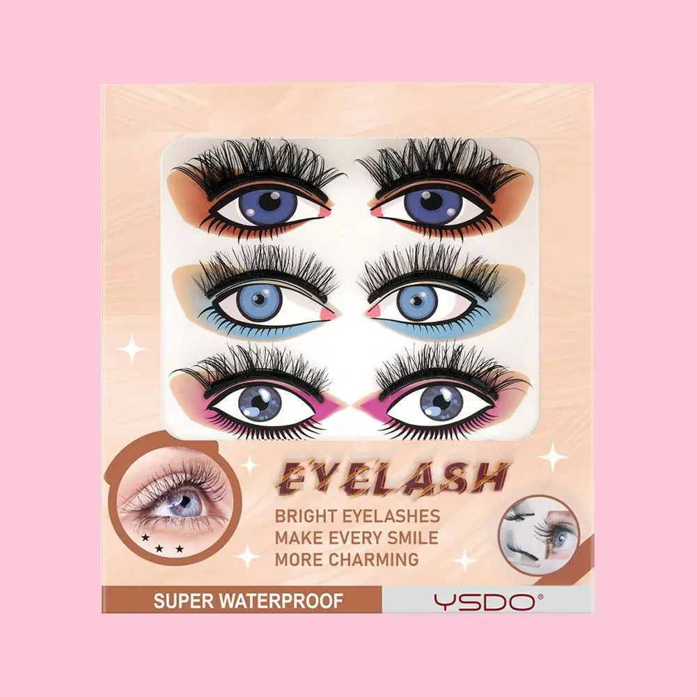 Women New Magnetic Eyelashes 3Pairs Thick Cat False Eye Lashes Makeup Set Reusable Glue-free Flully and Curly